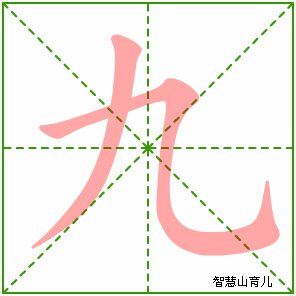 九的笔顺拼音及解释